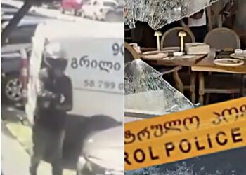 ექსკლუზიური კადრები ბათუმში მომხდარი მკვლელობის, სადაც ჩანს ჩაფხუტიანი პიროვნება როგორ ისვრის