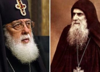 (VIDEO) ილია მეორეს და მამა გაბრიელის შეხვედრა ისტორიული კადრები